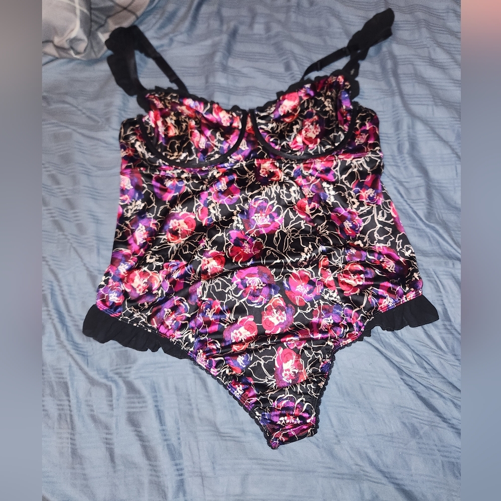 Torrid Black and Purple Floral Chemise - Picture 1 of 4